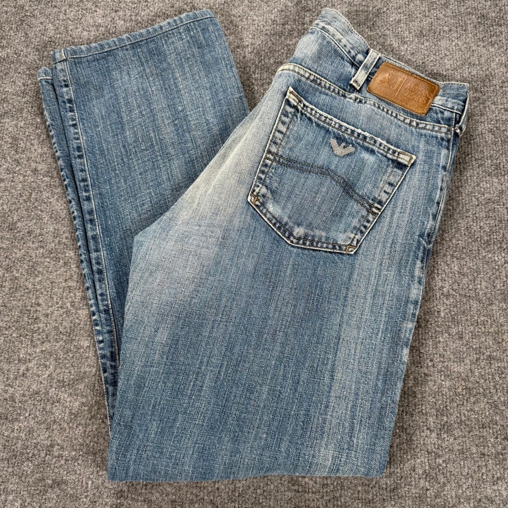 Armani Jeans Mens 36 Straight Blue Denim Button Fly Made in Italy UJPN #4128